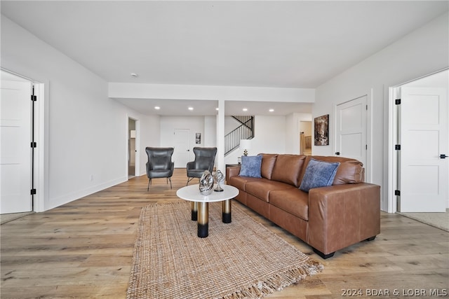 living room with hardwood / wood-style floors