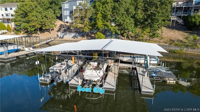 view of dock featuring a water view