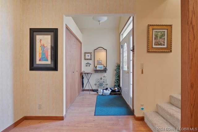 hallway featuring light wood-type flooring