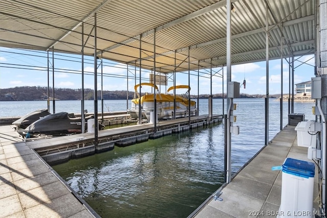 dock area featuring a water view