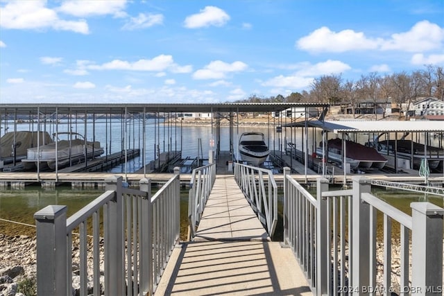 view of dock featuring a water view