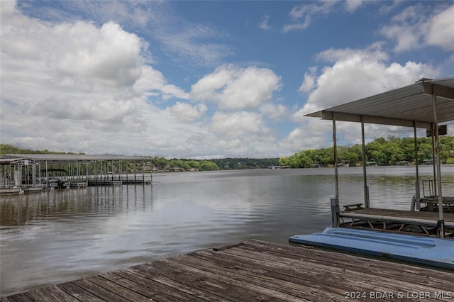 dock area featuring a water view