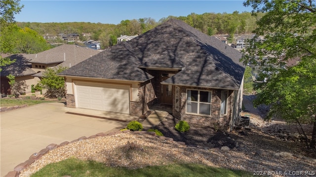 view of front of house with a garage