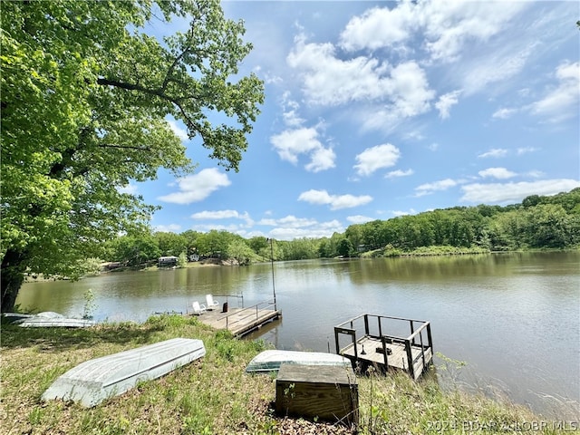 dock area featuring a water view