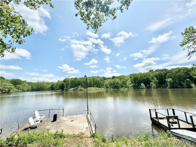 dock area featuring a water view