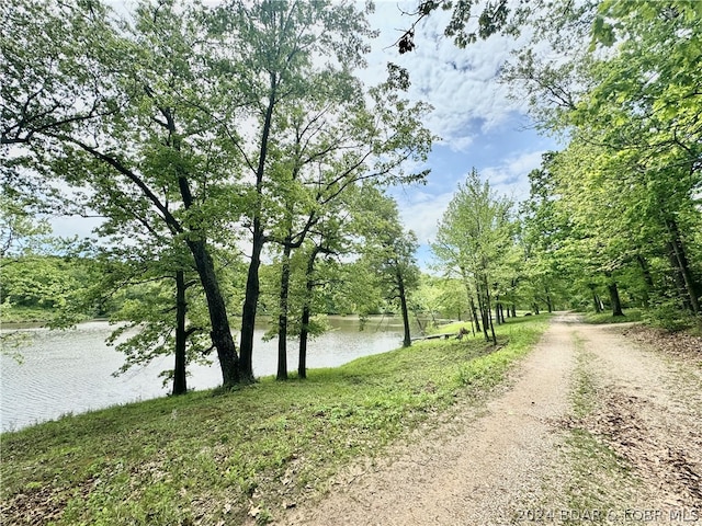 view of road featuring a water view