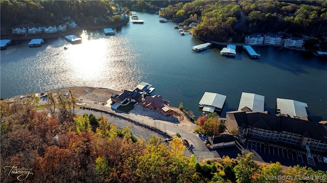 bird's eye view featuring a water view