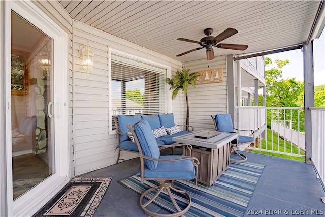 view of patio / terrace featuring a porch and ceiling fan