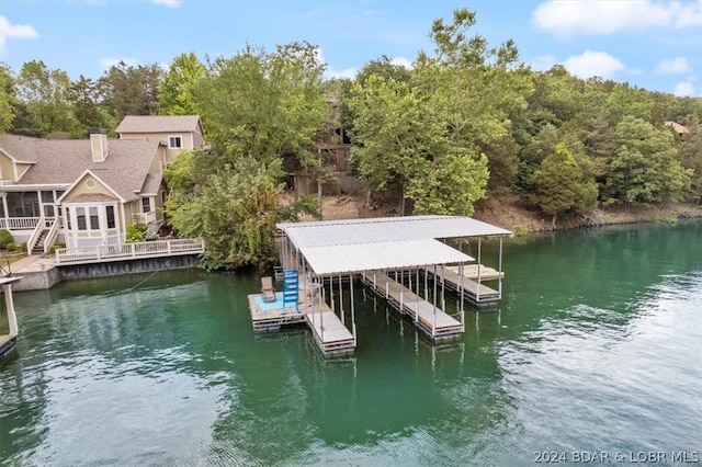 view of dock featuring a water view