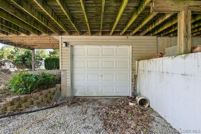 view of garage