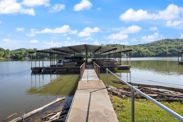 view of dock featuring a water view