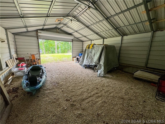 garage with wooden walls