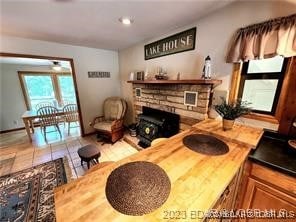 view of tiled living room