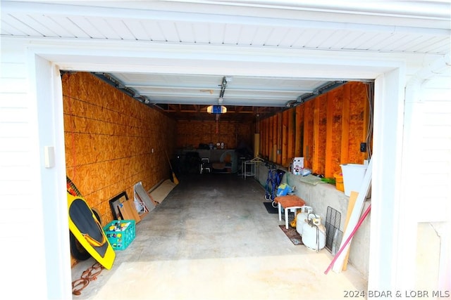 garage with a garage door opener