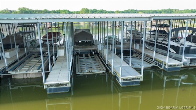 dock area featuring a water view