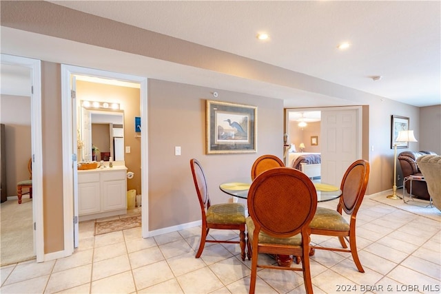 view of tiled dining space