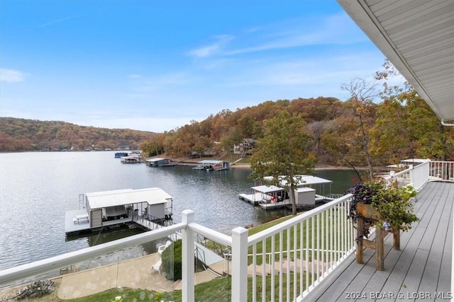 dock area featuring a water view