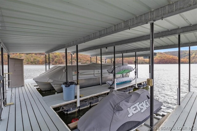 dock area featuring a water view