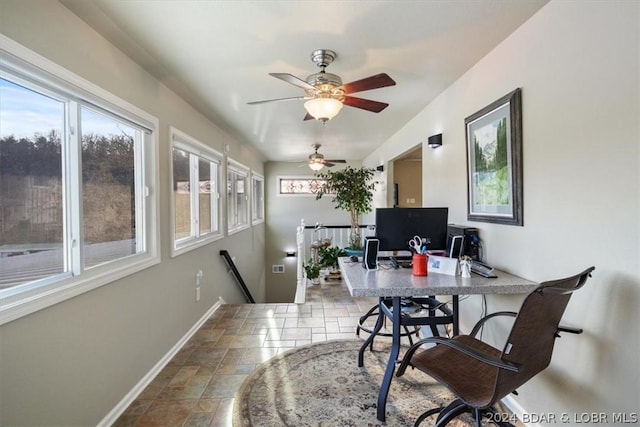 office area featuring ceiling fan