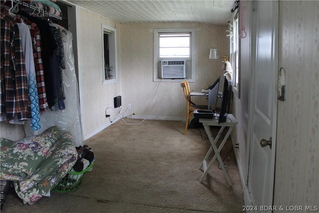 laundry area featuring carpet floors and cooling unit