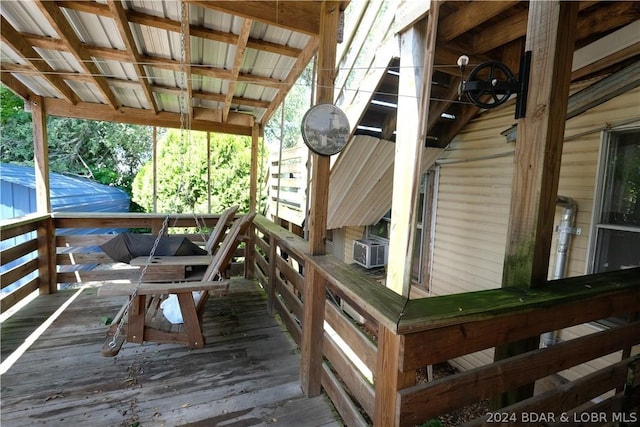 wooden terrace with cooling unit