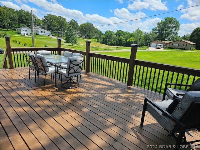 deck with a yard