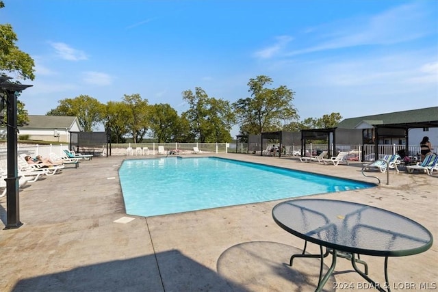 view of pool featuring a patio