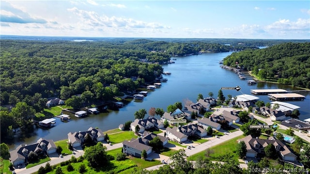 30 Southern Pine Ln, Four Seasons, MO 65049 - aerial perspective of suburban area featuring a nearby body of water and a heavily wooded area