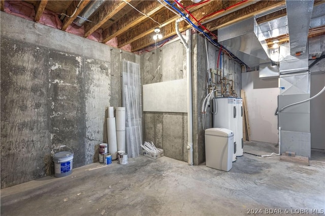 basement featuring water heater