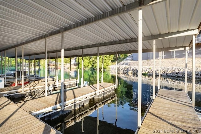 view of dock featuring a water view