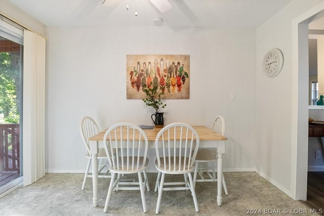 dining area with ceiling fan