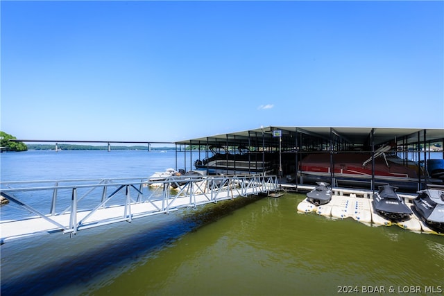 view of dock featuring a water view