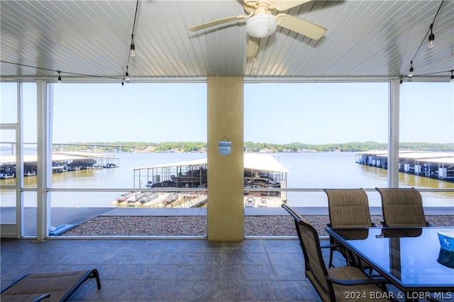 view of dock featuring a water view