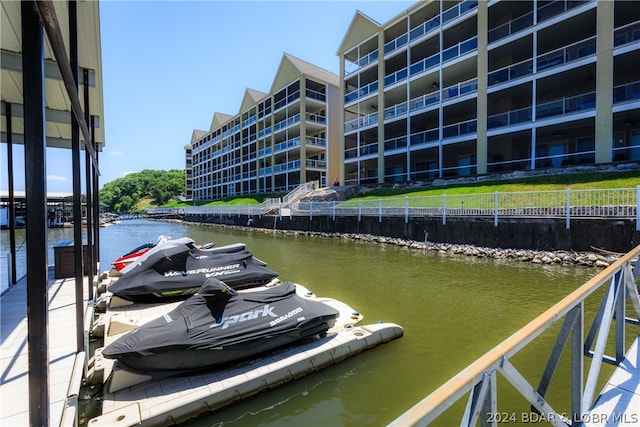 view of dock featuring a water view