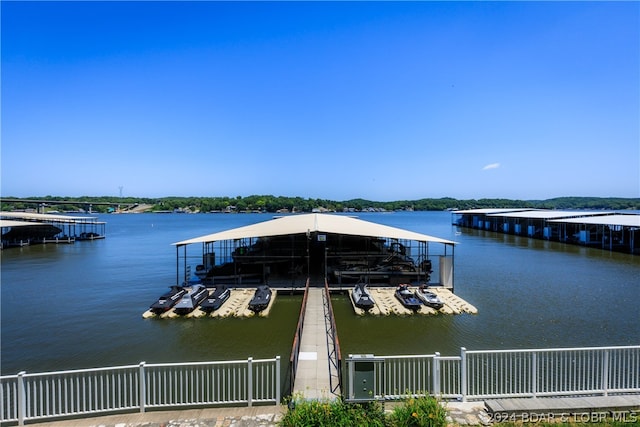 dock area featuring a water view