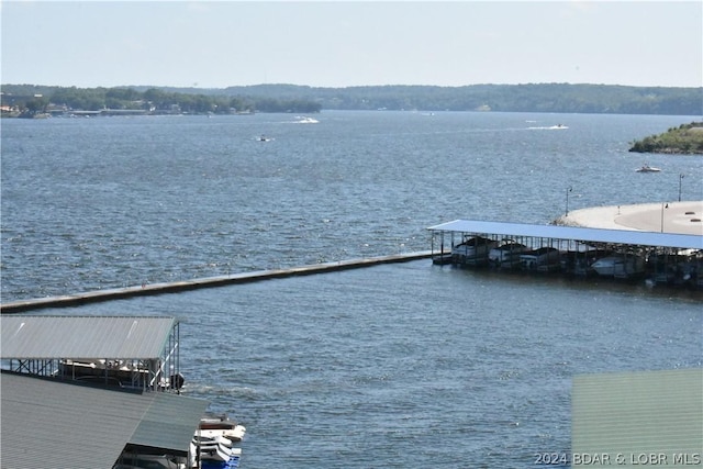 dock area featuring a water view