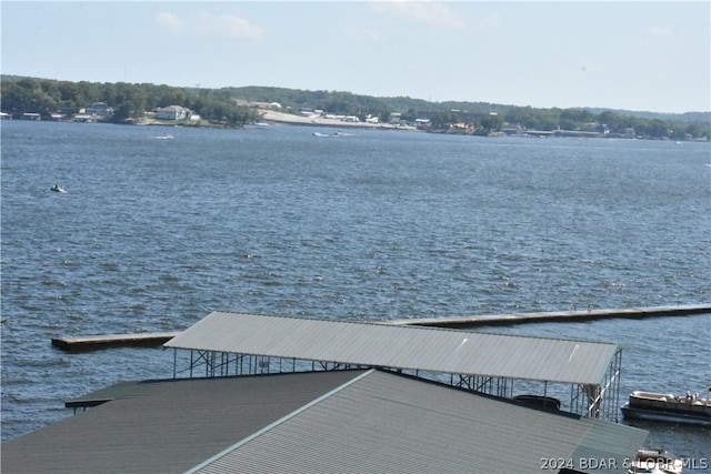 dock area featuring a water view