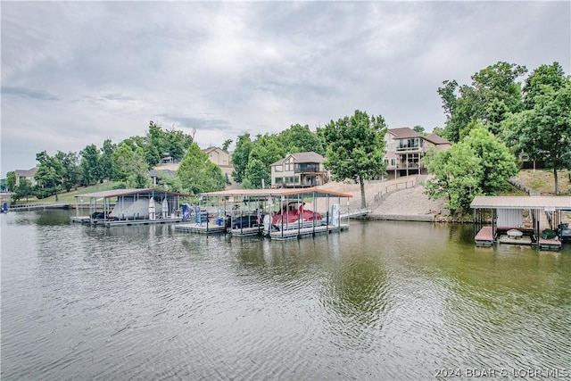 view of dock featuring a water view