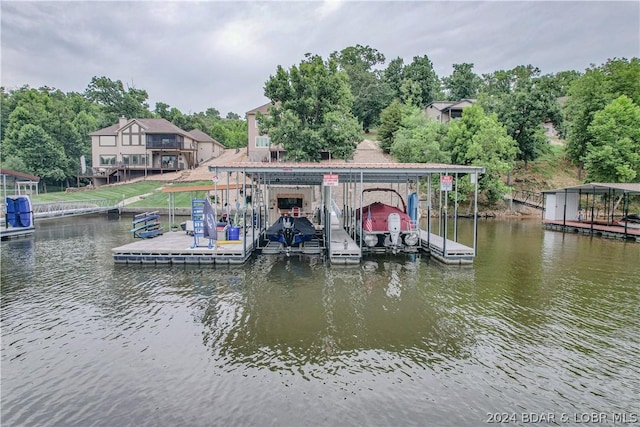 dock area featuring a water view