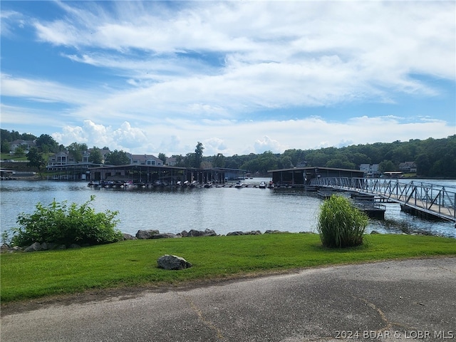 property view of water with a boat dock