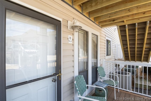 balcony with central air condition unit