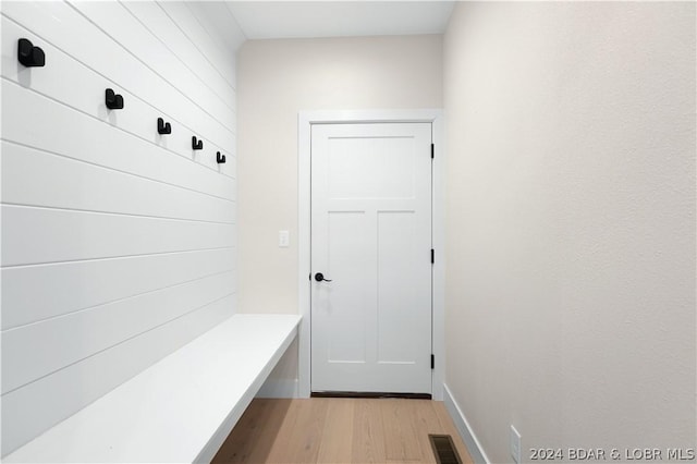 mudroom with light wood-type flooring