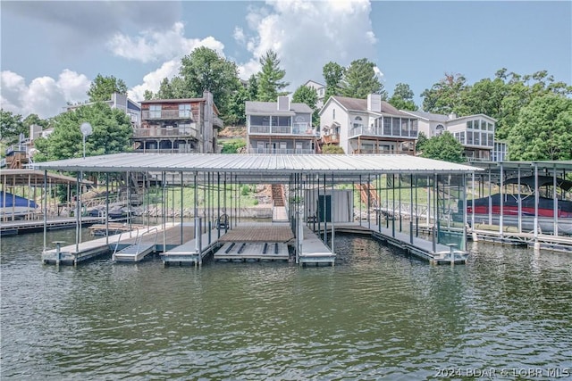 view of dock featuring a water view