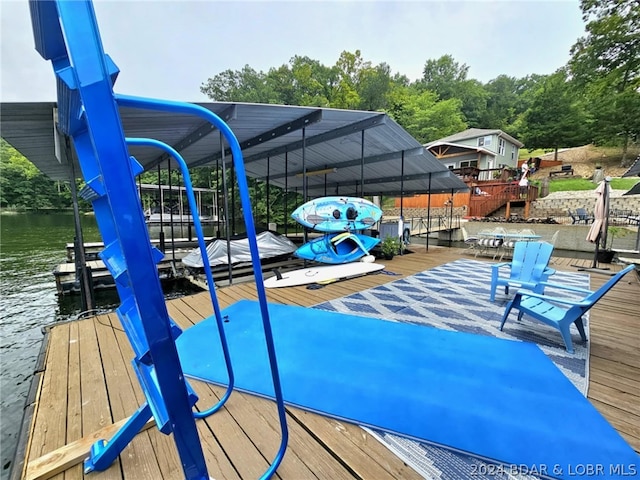 dock area featuring a water view