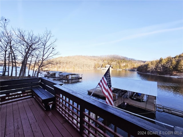 view of dock featuring a water view