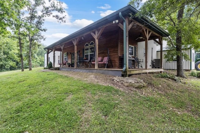 view of property exterior with a lawn