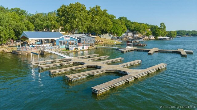 dock area featuring a water view