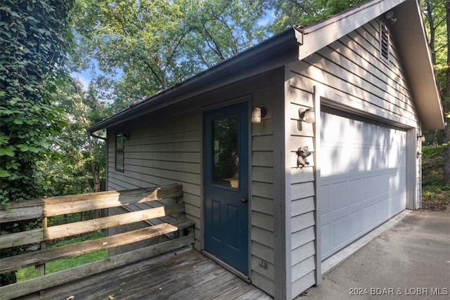 view of garage