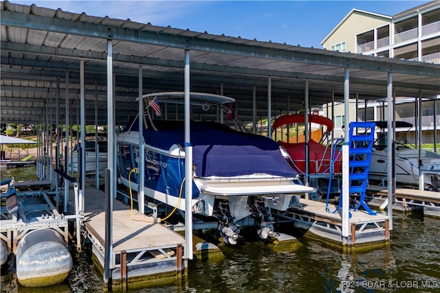 view of dock featuring a water view