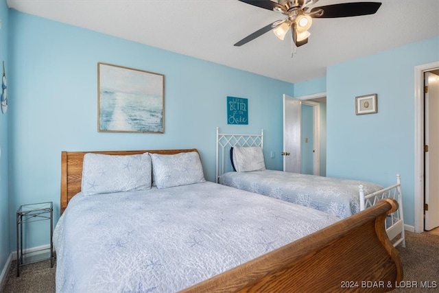 bedroom with carpet flooring and ceiling fan